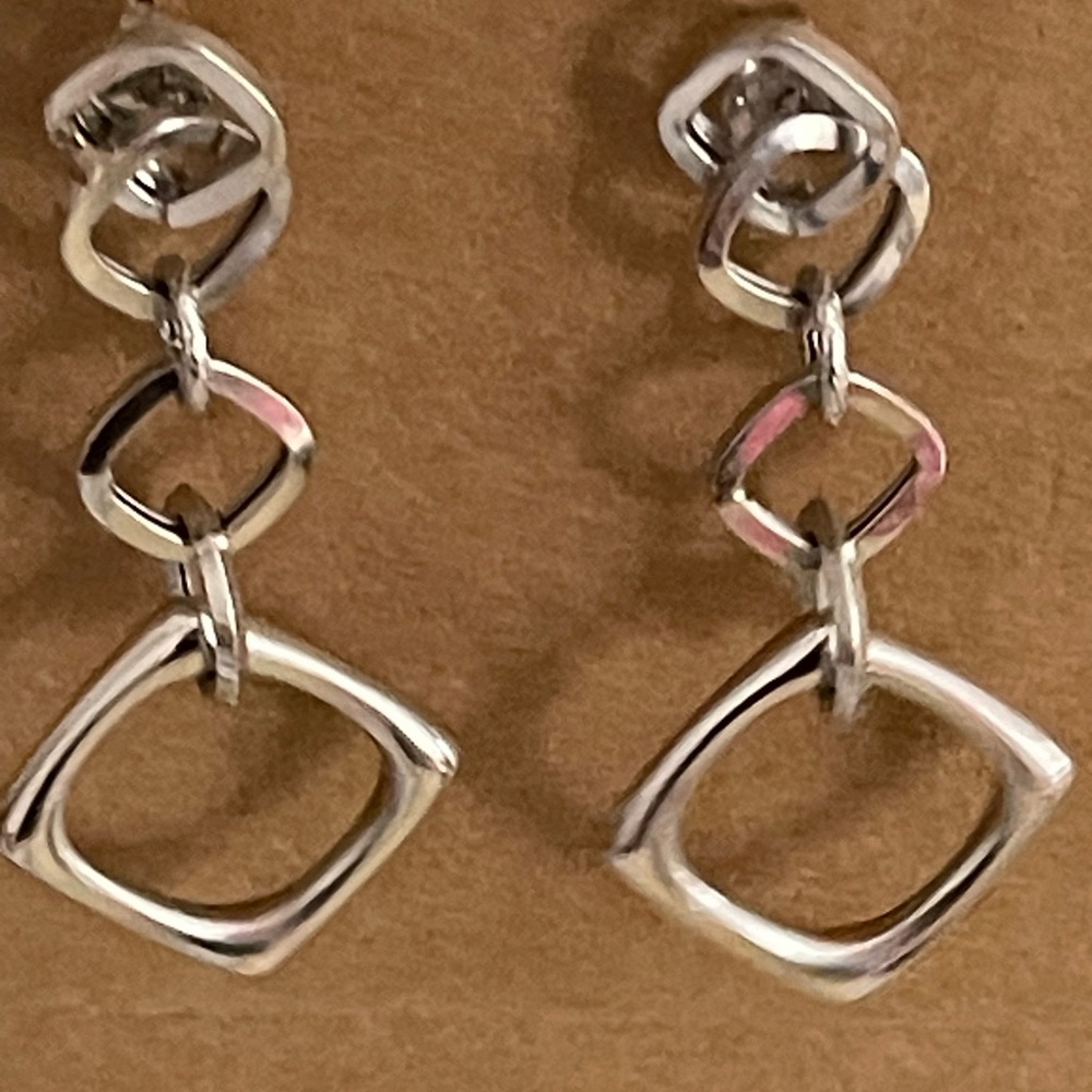 Elegant solid white gold Chain Link Earrings